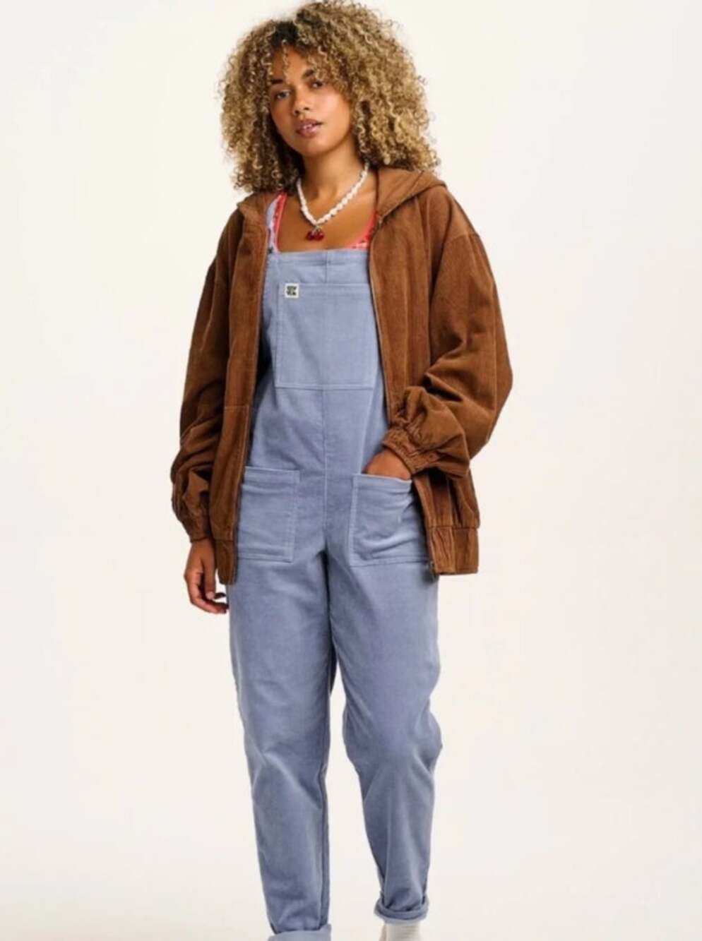 LUCY & YAK Original Organic Corduroy Overall Dungaree Periwinkle Blue Sz 12 DD46